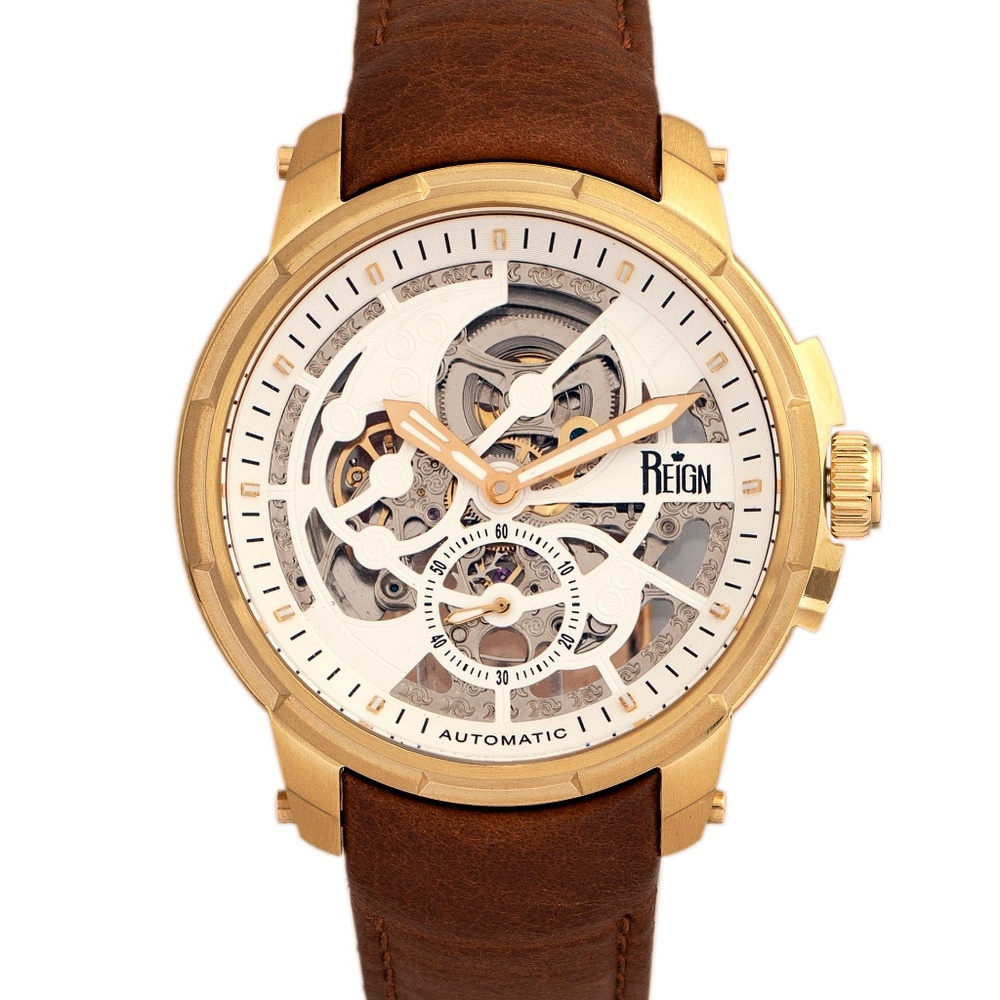 NWT Automatic Skeleton Dial Genuine Leather Watch